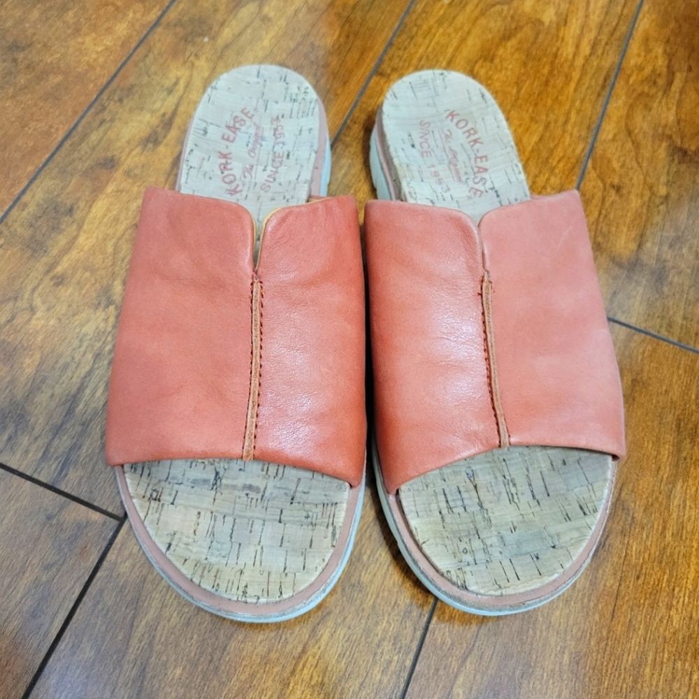 Kork-Ease Orange Kerala Leather Slide Sandals Size 8M